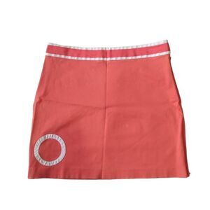 Birdie Orange Peach and White Accents Cotton Blend Retro Sporty Mini Golf Skirt
